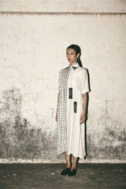 Grid Pleat Dress