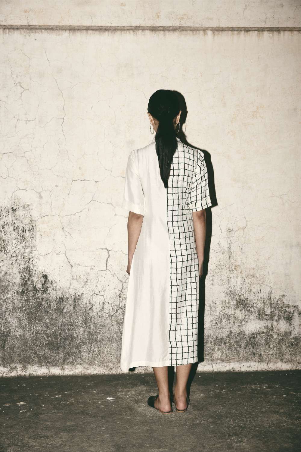 Grid Pleat Dress
