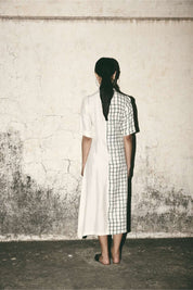 Grid Pleat Dress