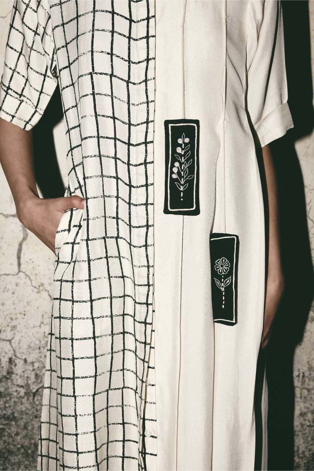 Grid Pleat Dress