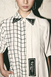 Grid Pleat Dress