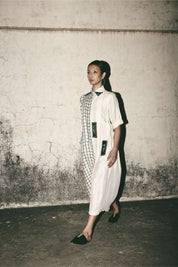 Grid Pleat Dress