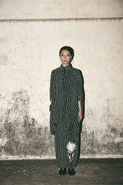 Stripe Comfort Shirt with Bloom Barrel Pants