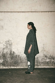 Stripe Comfort Shirt with Bloom Barrel Pants