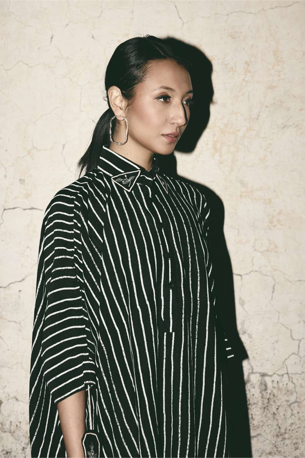 Stripe Comfort Shirt with Bloom Barrel Pants