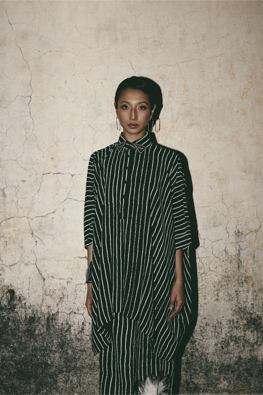 Stripe Comfort Shirt with Bloom Barrel Pants