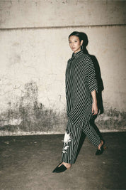 Stripe Comfort Shirt with Bloom Barrel Pants
