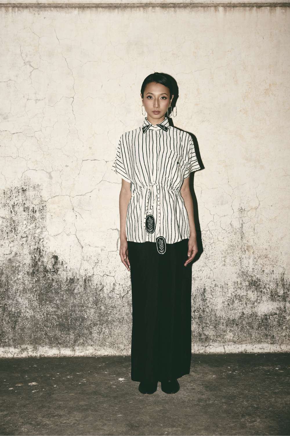 Stripe Tie Up Shirt Set