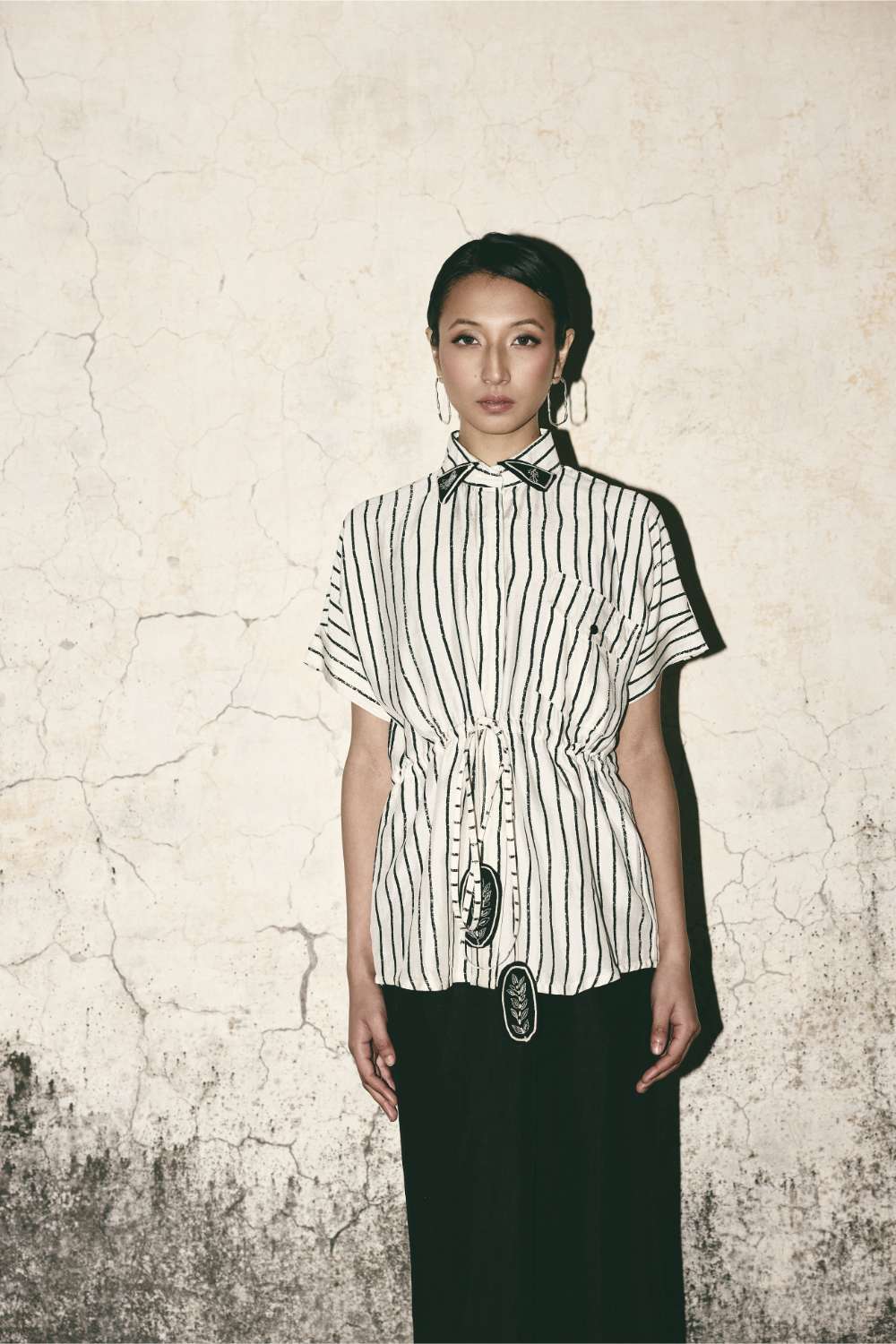 Stripe Tie Up Shirt Set