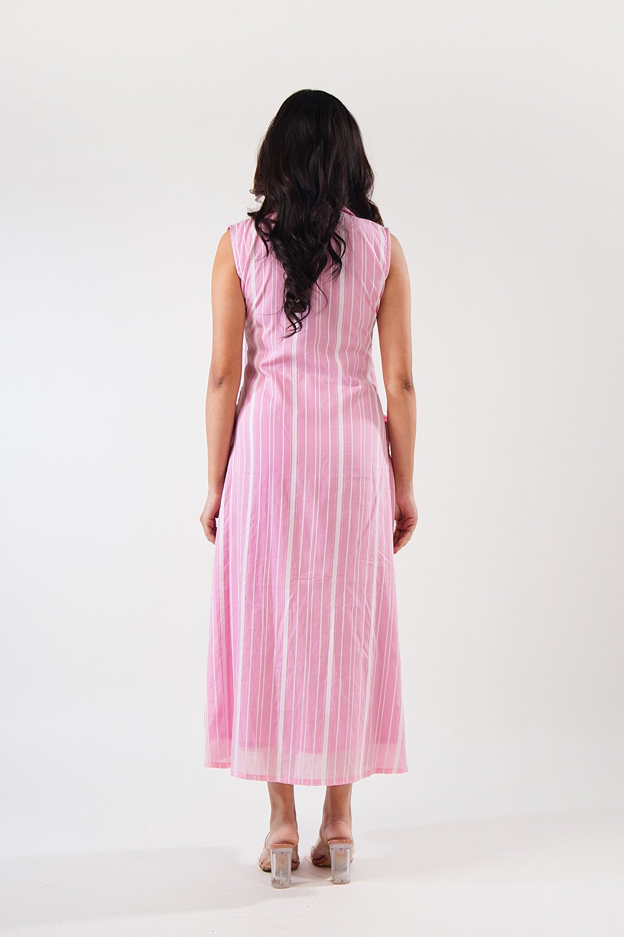 Pink Stripe Midi Dress