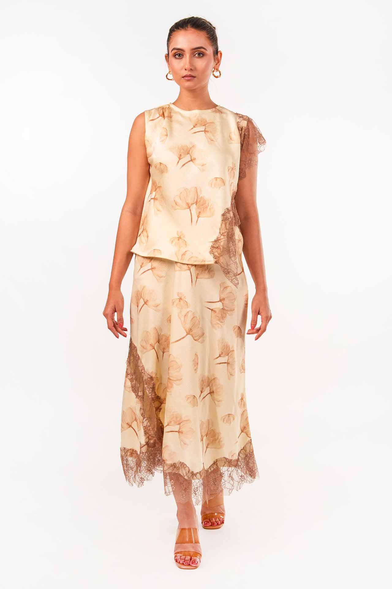 Tarini Manchanda in Floral Satin Lace Co-ord