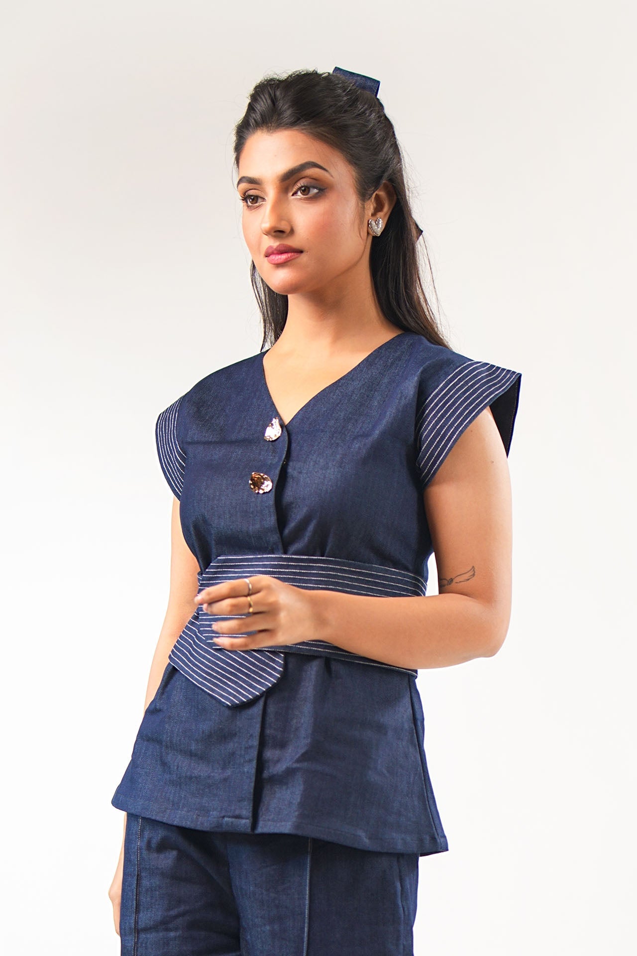 Stitch Line Denim Top