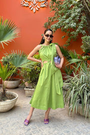 Midi Tie Up Cutout Dress