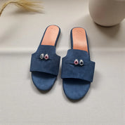 Suede Charm Mules Blue 3 Charms