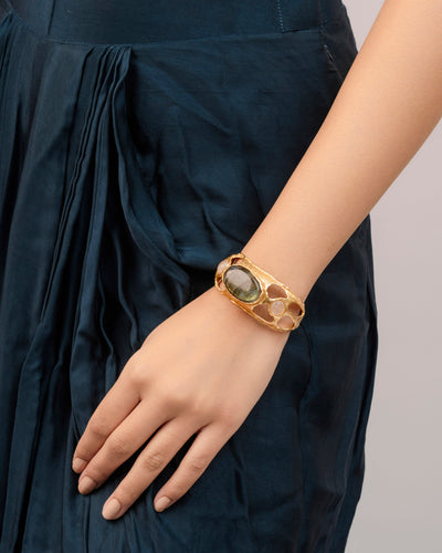 Green Stone Statement Cuff Bracelet