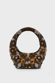 Amber Arc Brown Beaded Bag