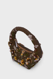 Amber Arc Brown Beaded Bag