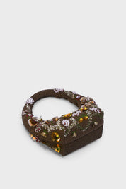 Amber Arc Brown Beaded Bag