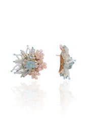 Round Peach And Turq Earrings For Everyday Look
