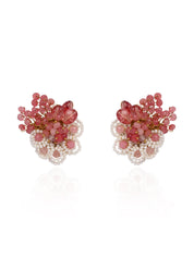 Cherry Red Stone Round Earrings