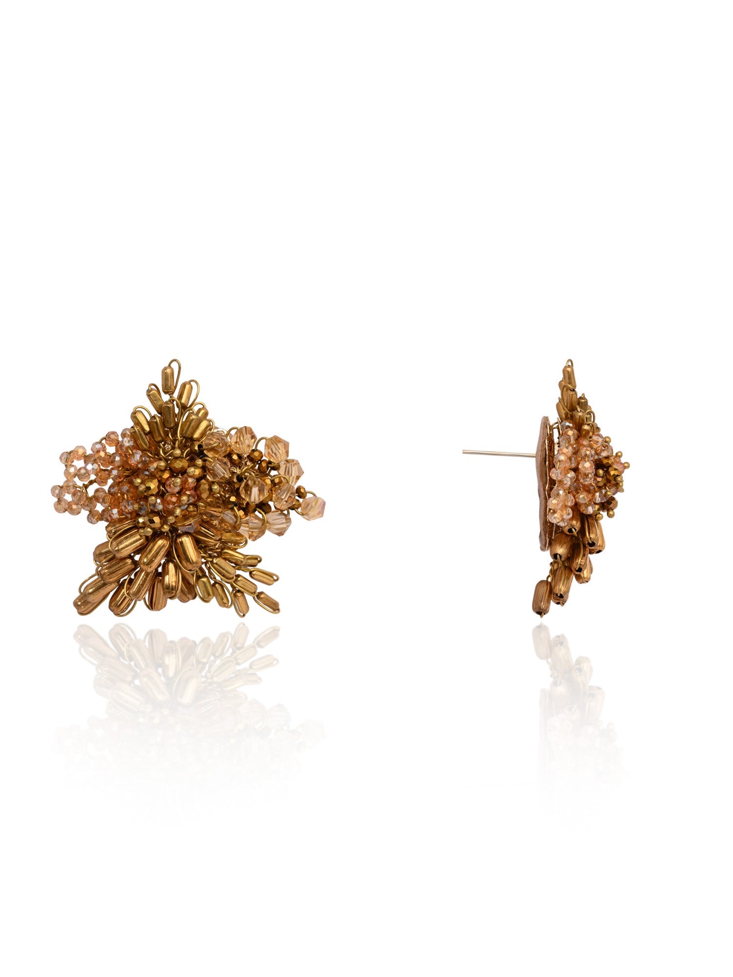 Gold Plated Metallic Abstart Earrings For Ethnic Wedding Look