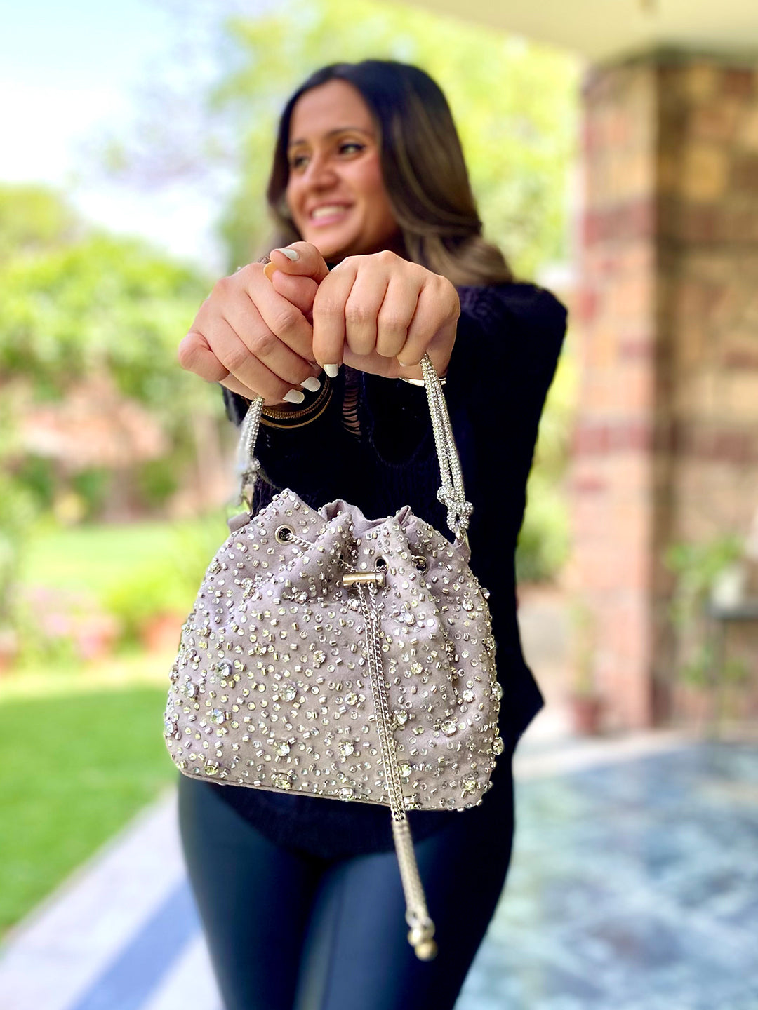 Silver Starry Bucket Bag