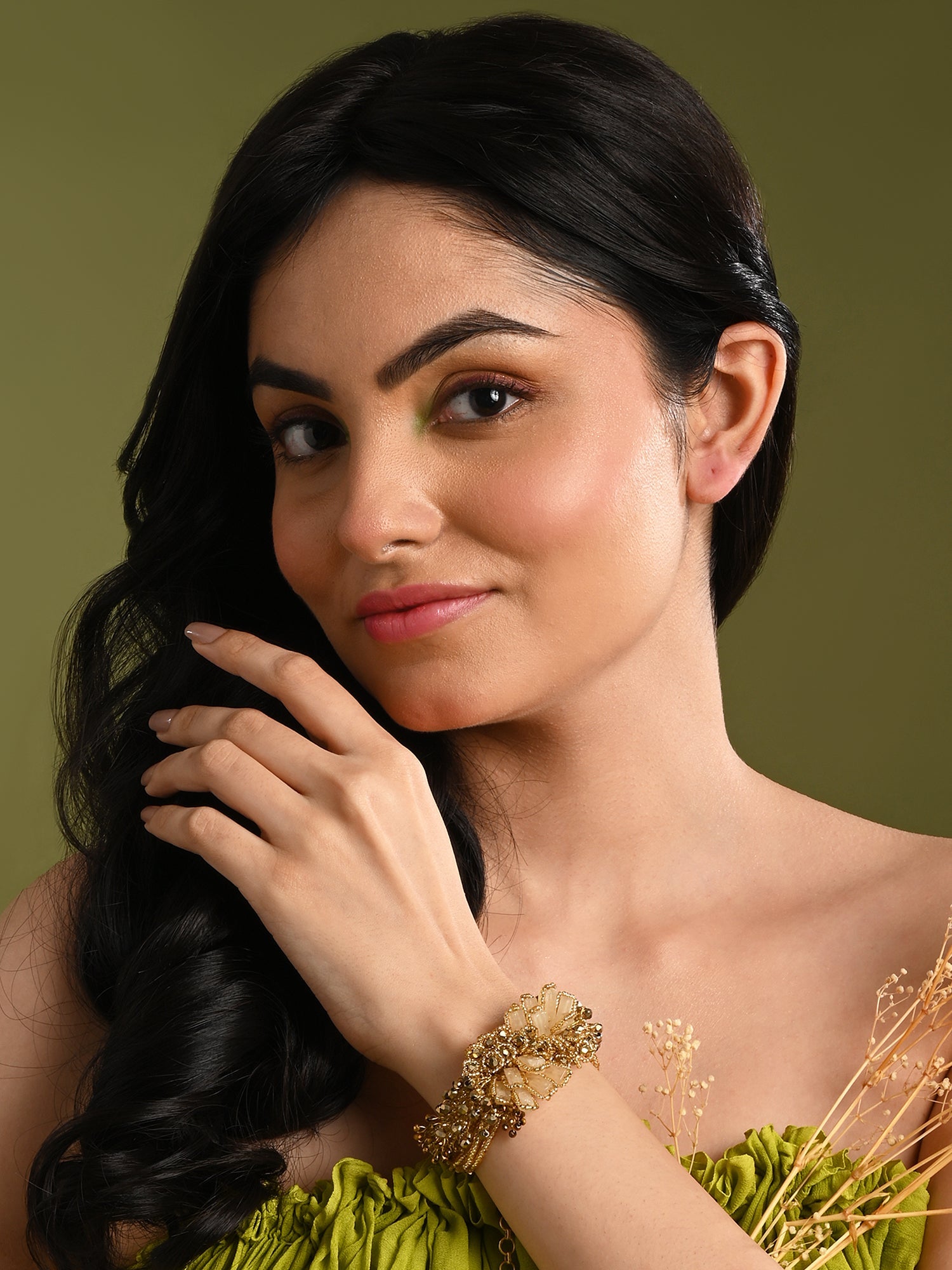 Wedding Gold Plated Golden Ethnic Adustable Bracelet