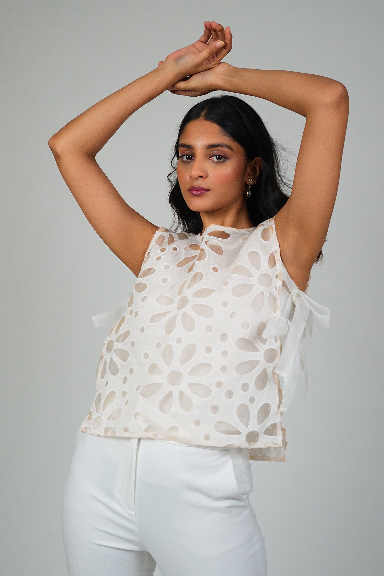 Floral Organza Bib Top