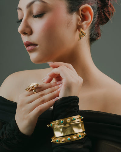 Gold Plated Stack Bracelet Kada Set Of 3