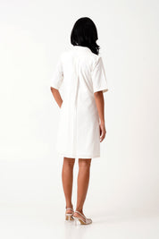 White Taiwo Embroidered Shirt Dress