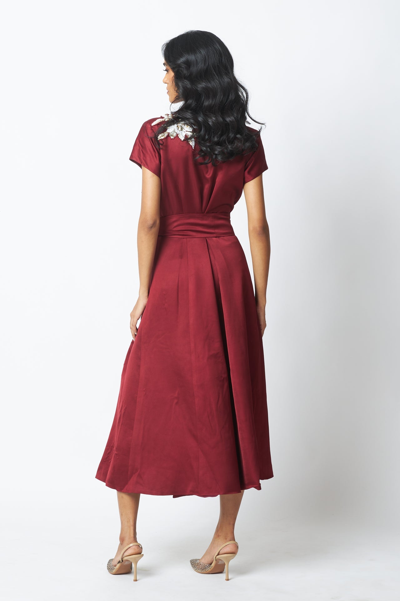 Ravena Floral Broach Long Wrap Dress