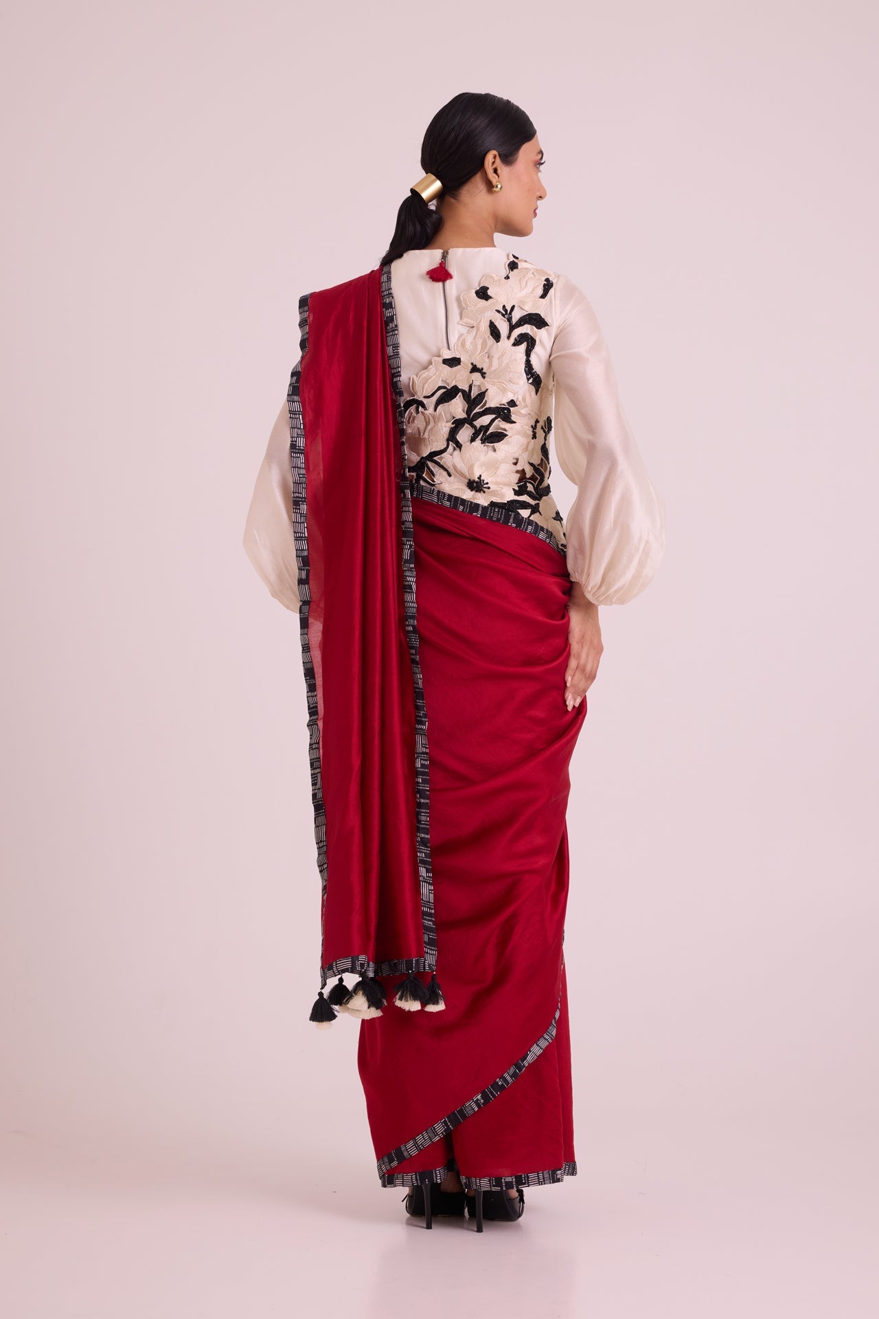 Manali Bishop Blouse With Pre-Draped Saree & Bib