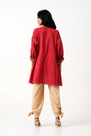 Ariel & Eva Madder Pleated Top & Latte Bow Pant