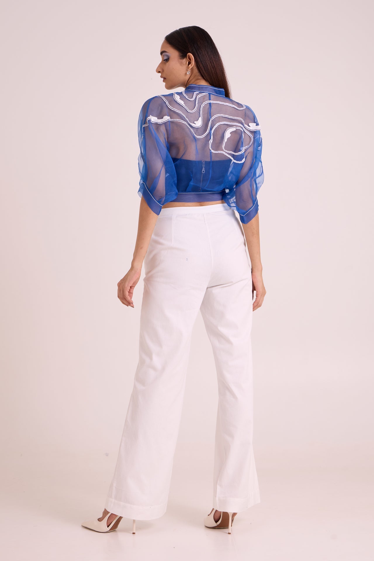 Riley Sheer Blue Organza Top & Pant Set