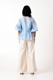 Ice Blue Toni Set Multi Knot Peplum Top with Slip & Pants