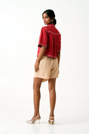 Blake & Tom Madder Red Pocket Crop Top & Latte Skort