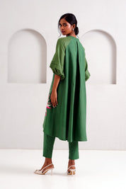 Pine Green Suvi Set  Embroidered Tunic & Pants