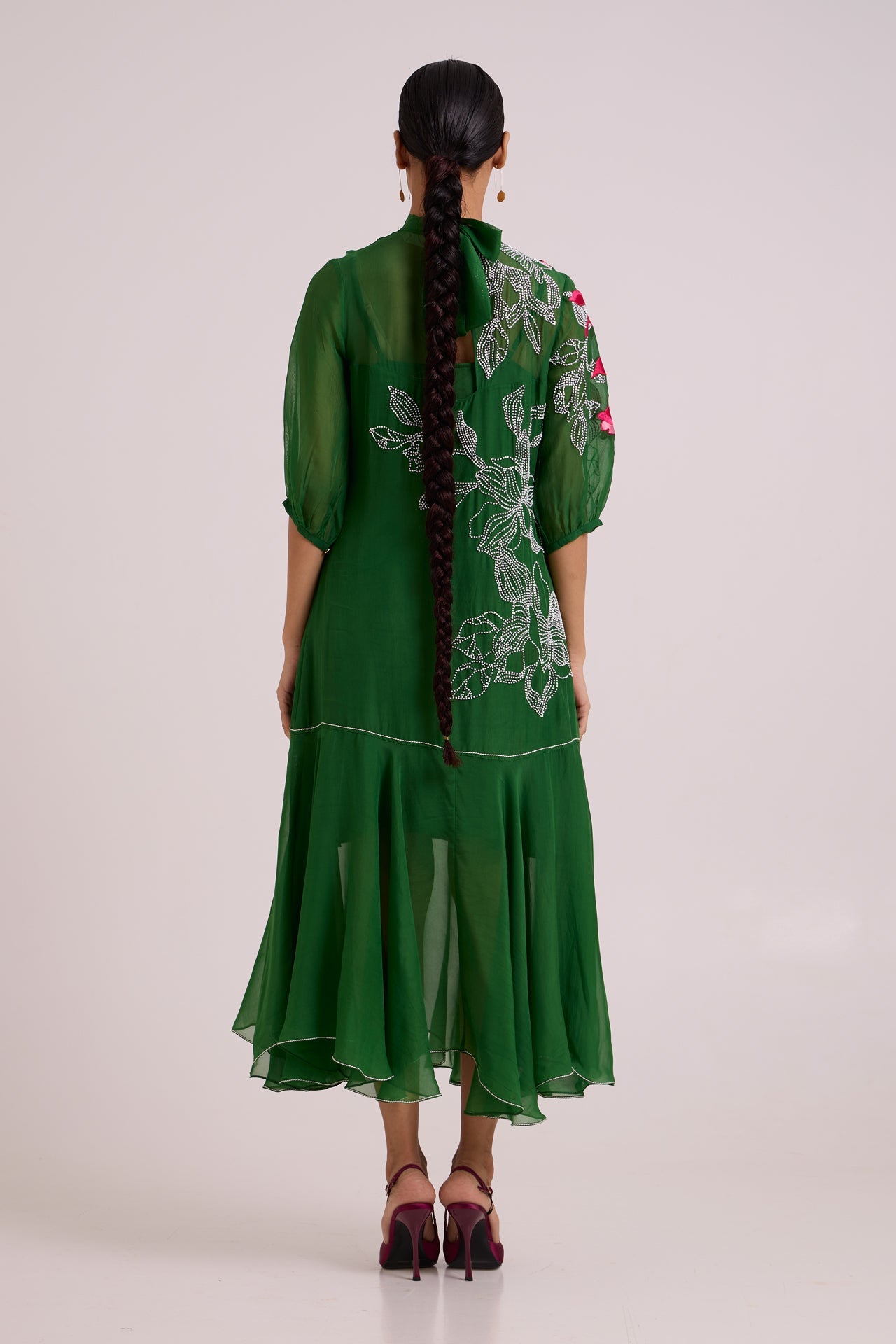 Reine Soft Bloom Organza Long Dress