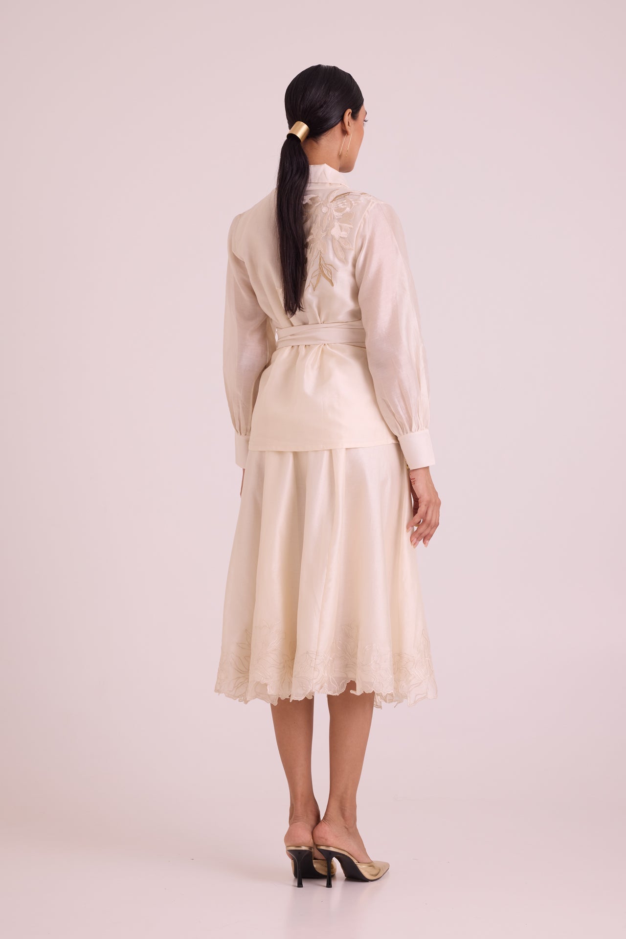 Murphy Broach Wrap Top & Duchess Skirt