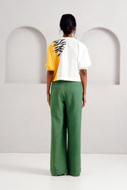 White Terra Tiger Top & Pleated Long Pants