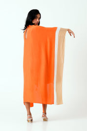 Sunset Orange Nante Scarf Kaftan Dress