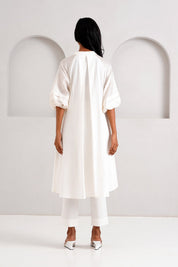 White Suvi Set Embroidered Tunic & Pants