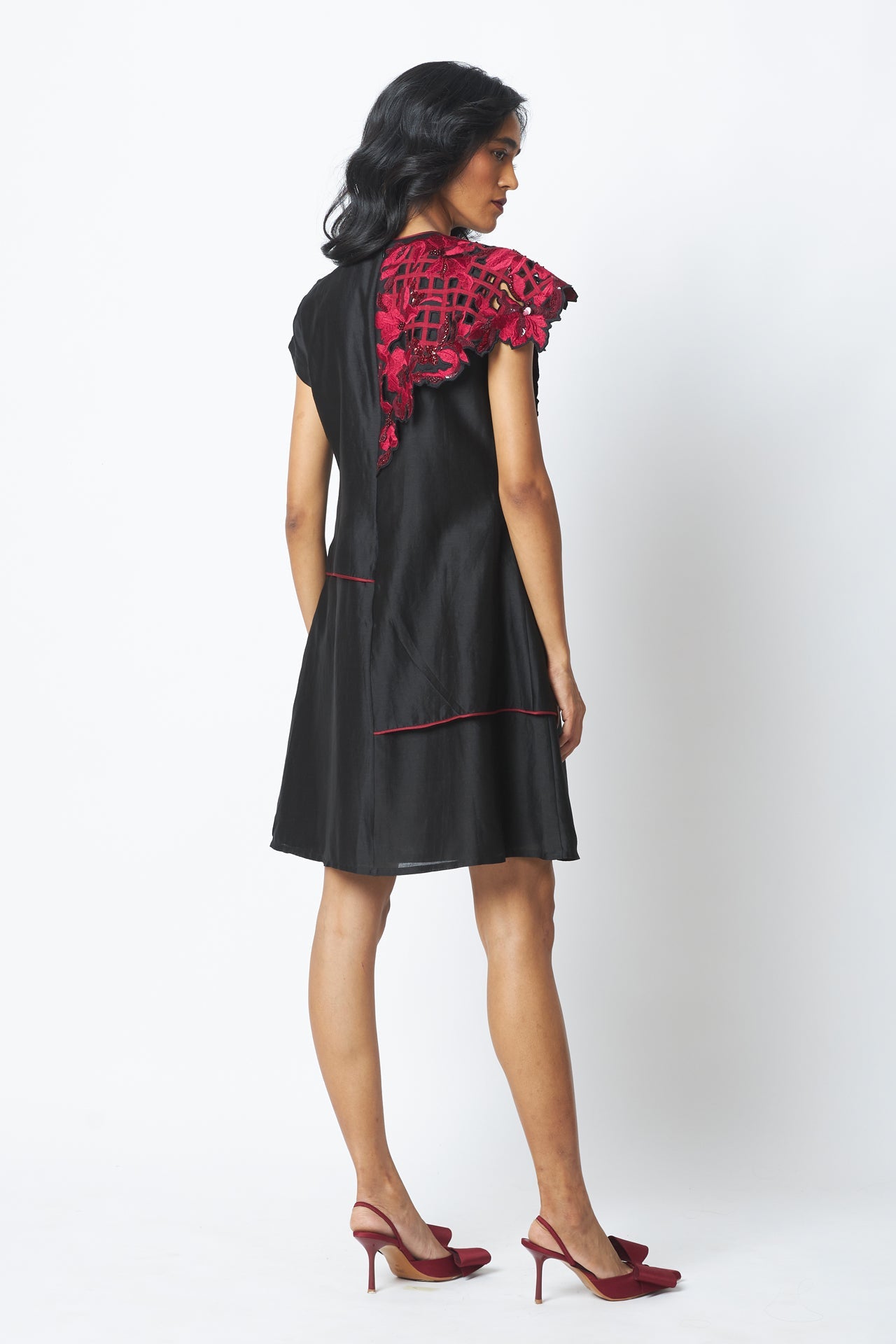 Monica Shoulder Bib Ladder Dress