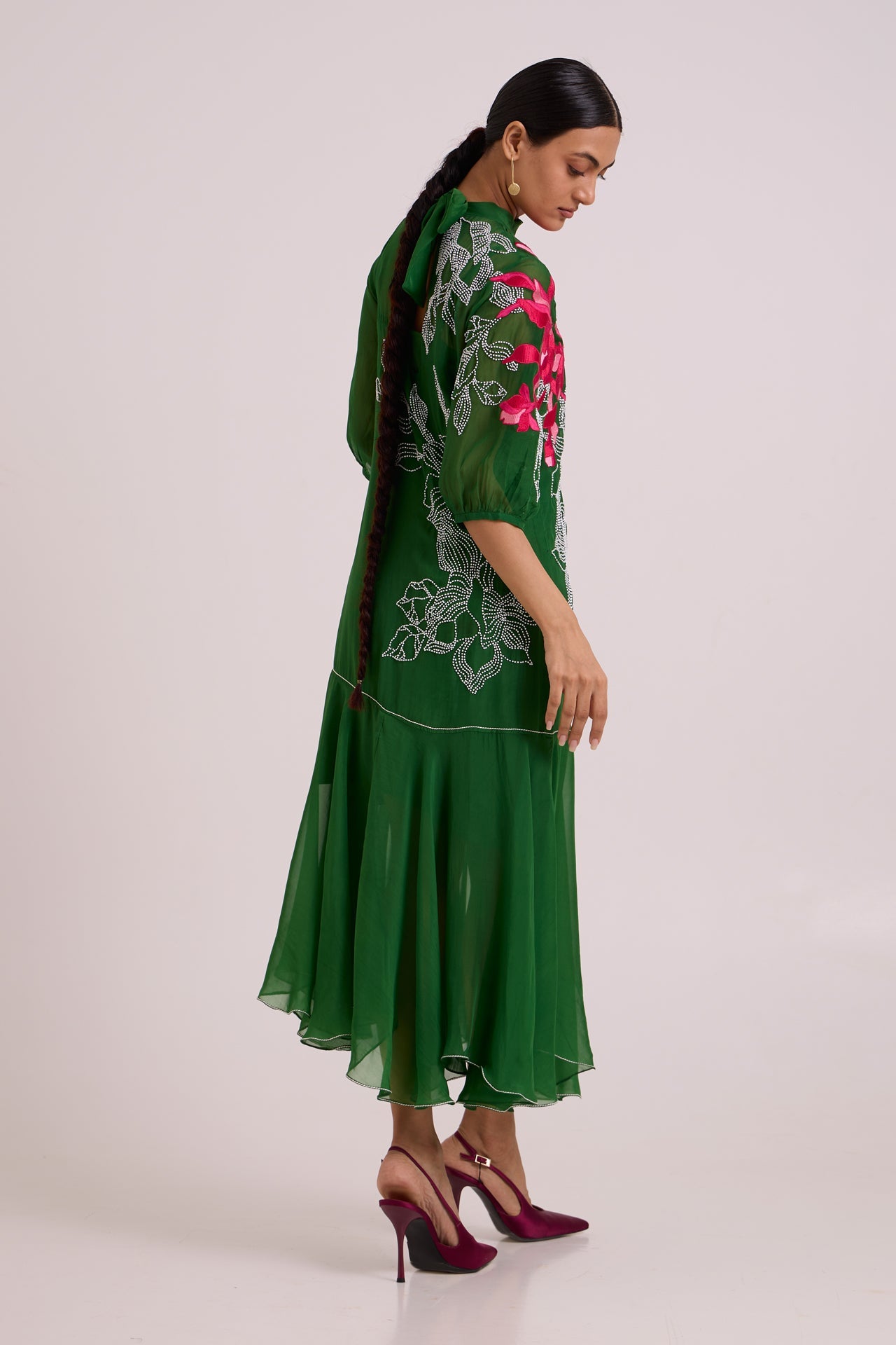 Reine Soft Bloom Organza Long Dress