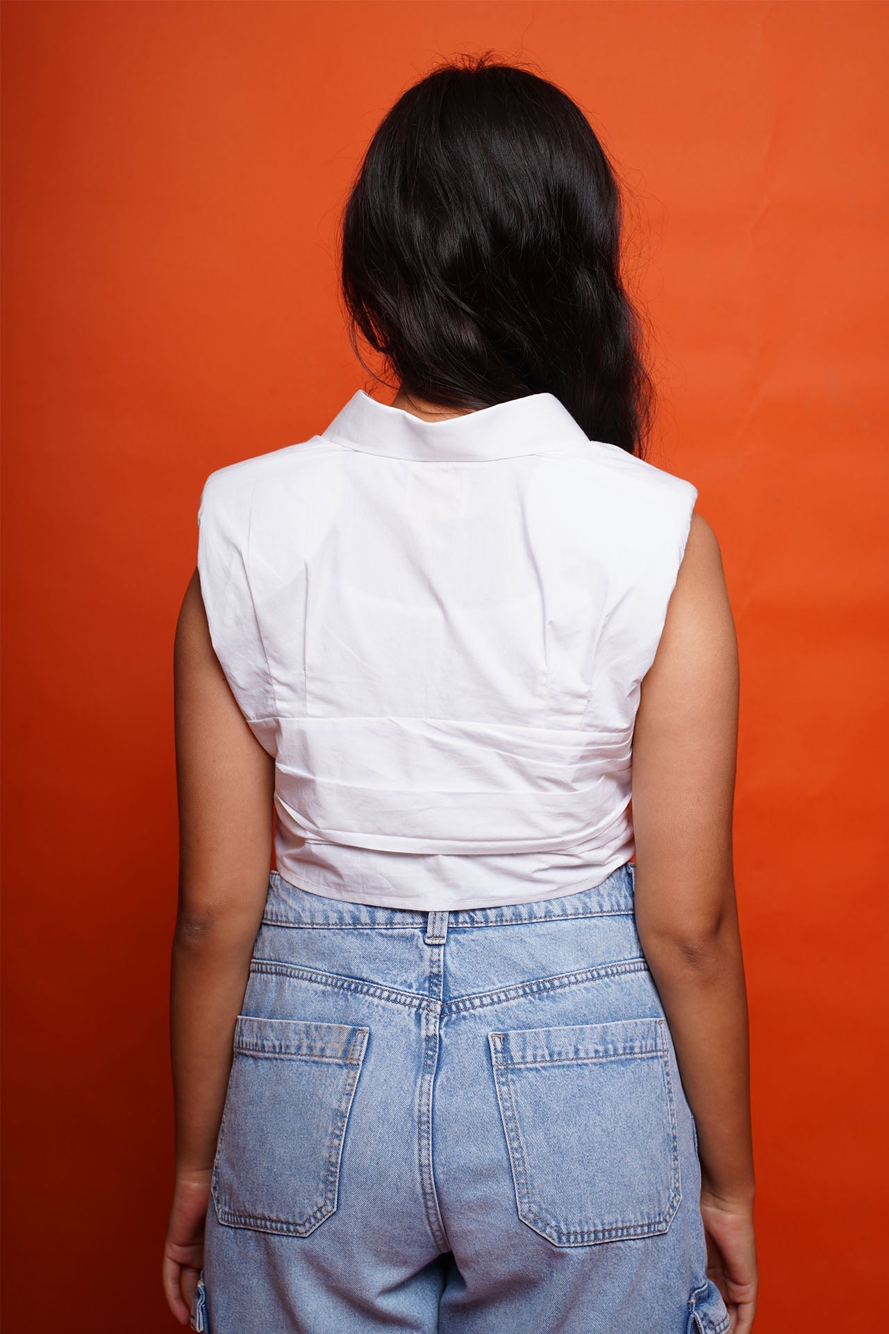 Shoulder Pad Crop Top