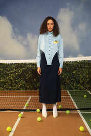 Iga Shirt with Denim Skirt