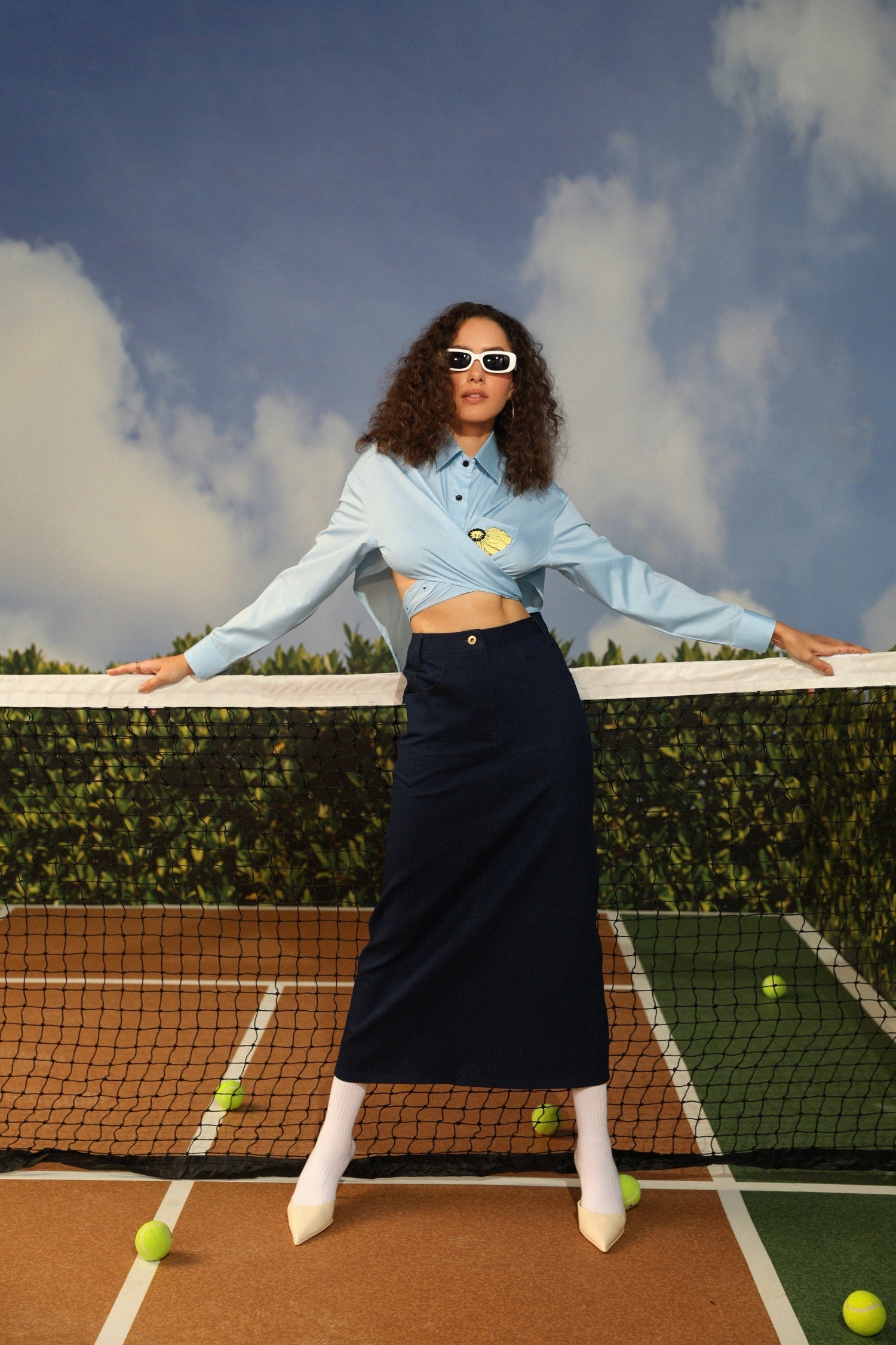 Iga Shirt with Denim Skirt