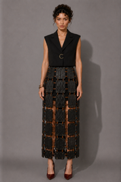 Black Suspended Tile Skirt Set