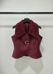 Maroon Sculpt Collar Waistcoat