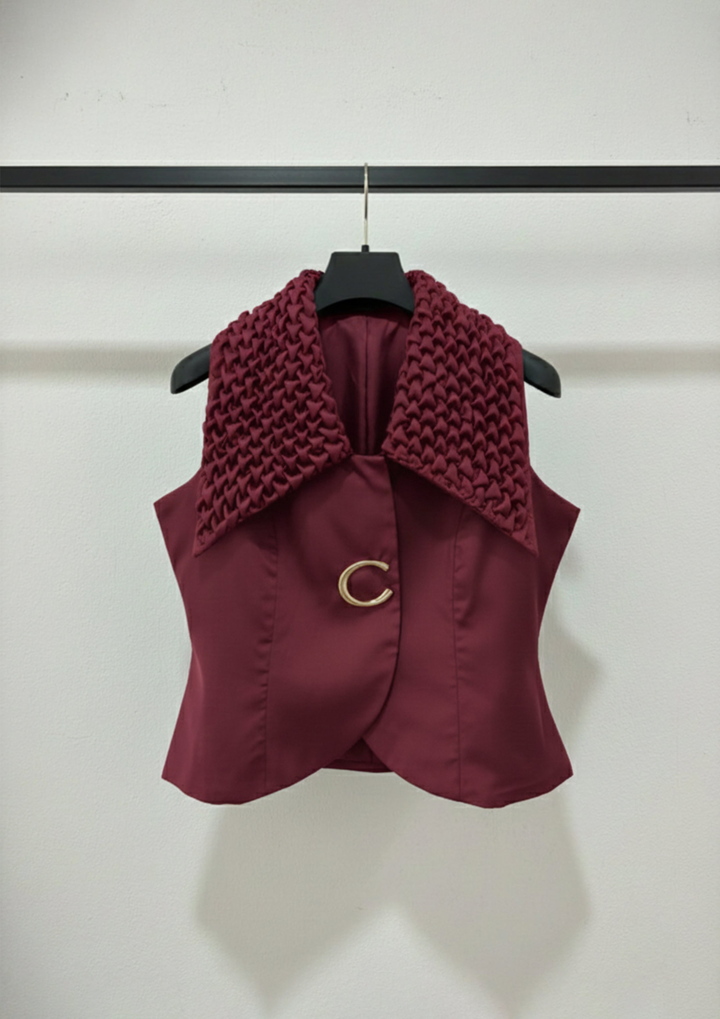 Maroon Sculpt Collar Waistcoat
